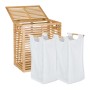 Relaxdays Wäschekorb Bambus Natur Beige mit 2 Säcken Deckel Freistehend 61 cm x 53 cm x 35 cm 5,3 kg_5