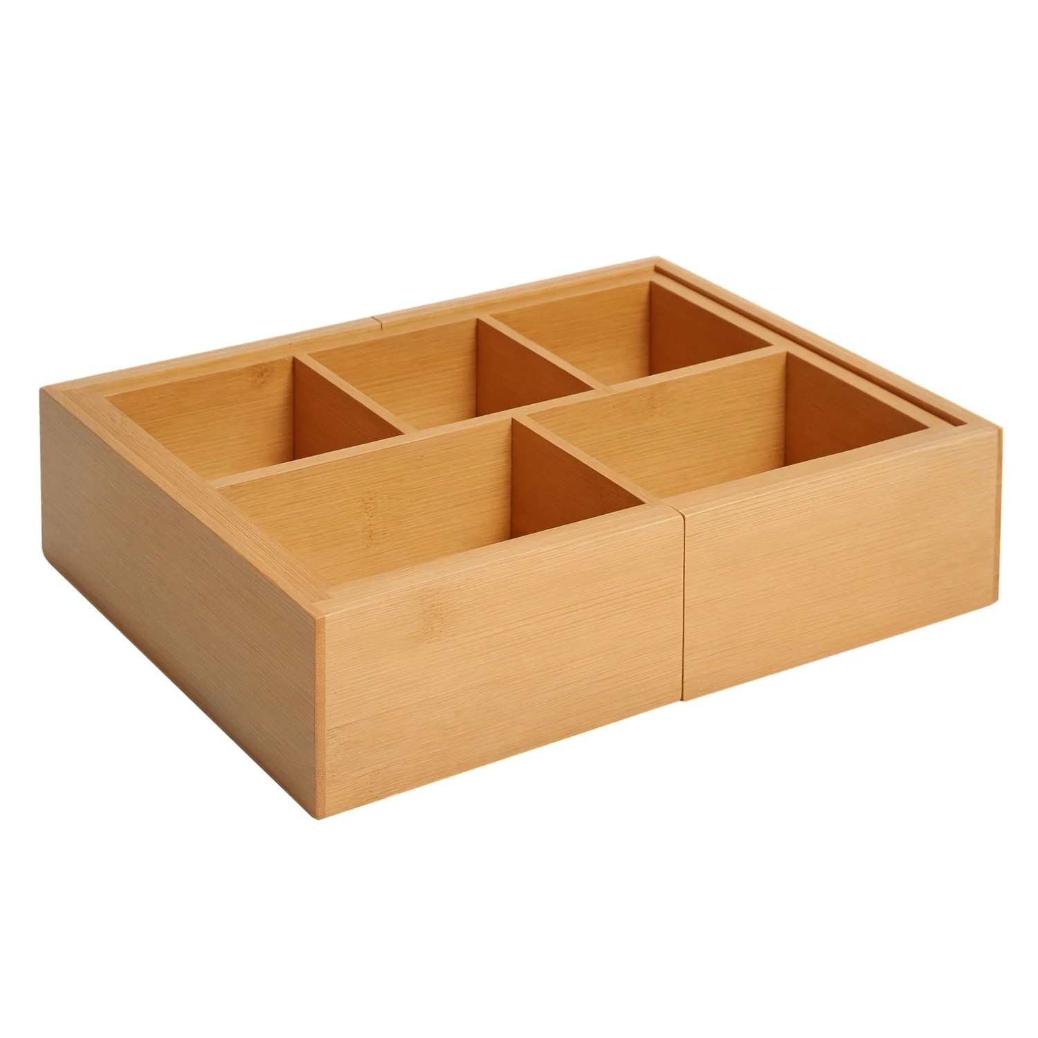 HOMCOM Aufbewahrungsbox Organizer Ausziehbar Bambus Natur 24,6 x 17,6 x 7 cm