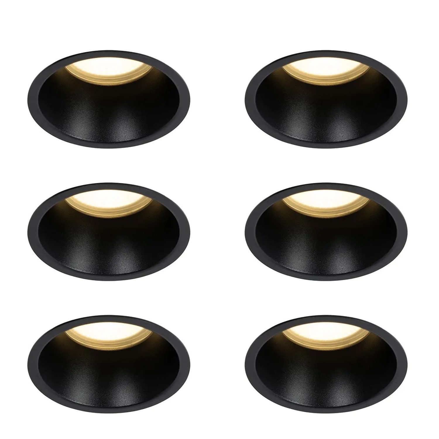 QAZQA Set mit 6 Schwarzen Einbauleuchten GU10 70 mm IP44 Dept