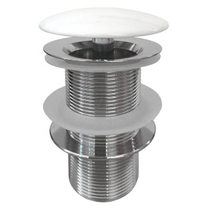 Domberg Ablaufventil DB4001 für Waschbecken ohne Überlauf, Keramikabdeckung in Weiß.