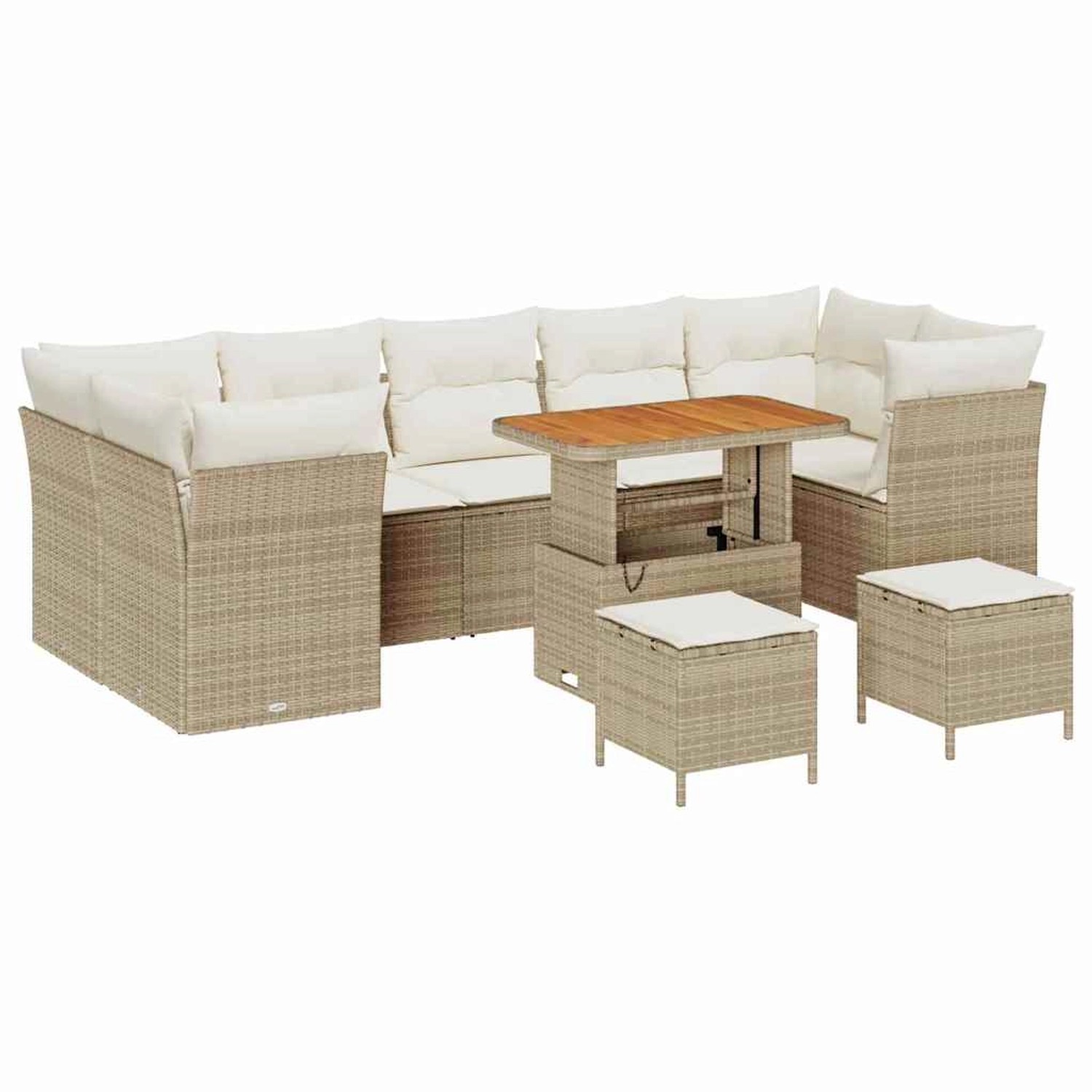 vidaXL Garten-Sofa-Set Höhenverstellbar 10-Tlg Beige Poly Rattan 3361471 günstig online kaufen