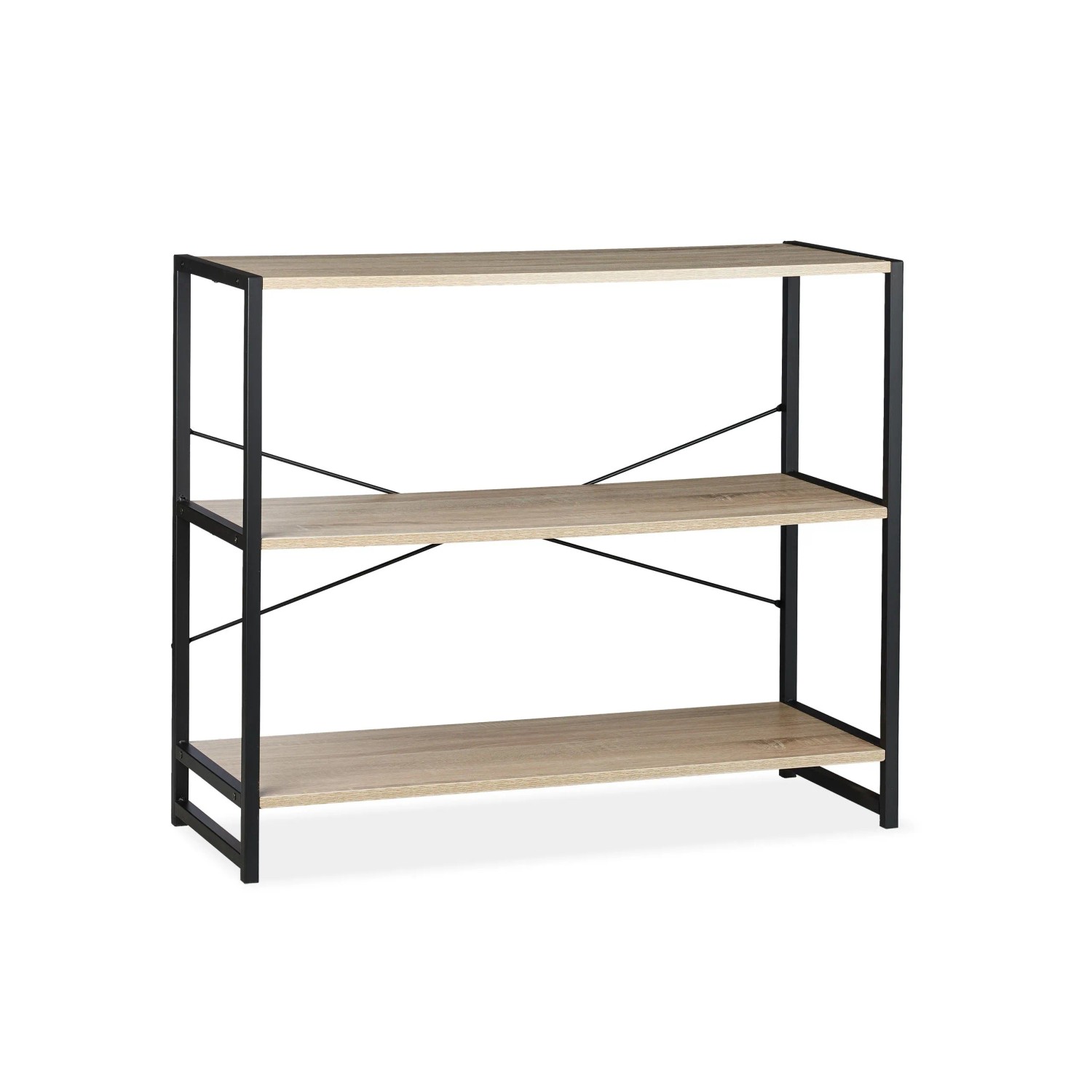 Relaxdays Standregal PB Metall Braun/Schwarz mit 3 Fächern 80 cm x 95 cm x 35 cm 12,7 kg