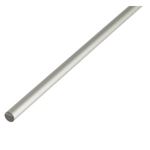 Silberne, eloxierte Aluminium Rundstange, 12mm Durchmesser, 1000mm Länge.
