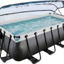 Rechteckiger Exit Black Leather Pool 400x200x100 cm mit Abdeckung und Sandfilterpumpe.