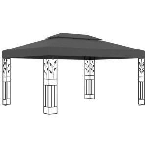 Anthrazitfarbener vidaXL Pavillon mit Doppeldach (3x4 m) für Garten & Terrasse.