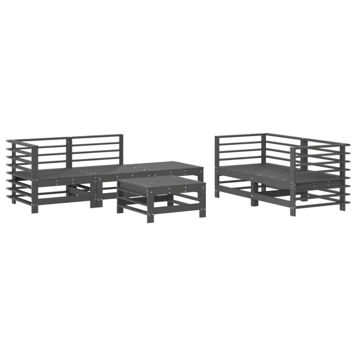 vidaXL 6-tlg Garten-Lounge-Set Grau Massivholz Kiefer Modell 16