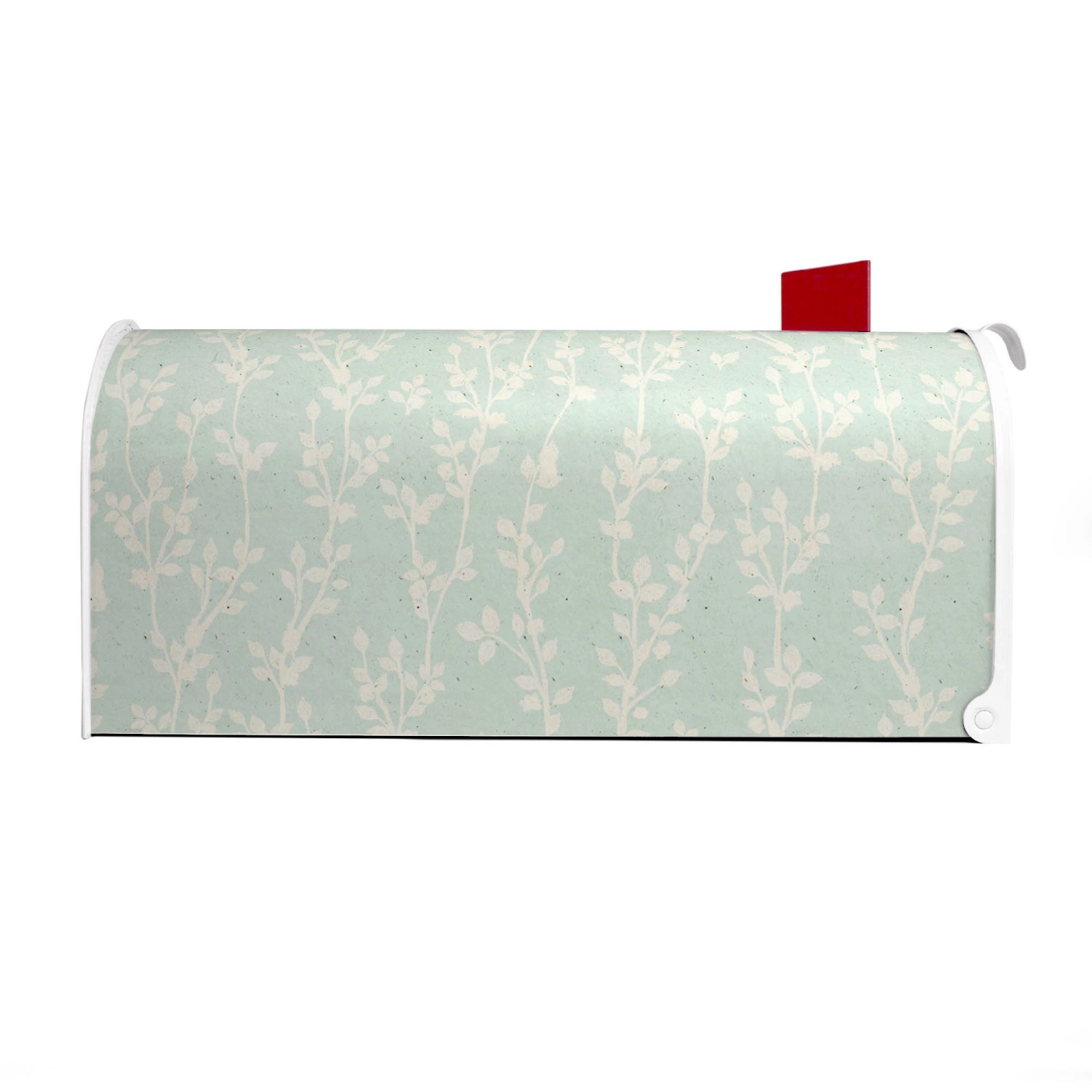 Weißer Banjado US Briefkasten mit Ranken Motiv, Stahl pulverbeschichtet.