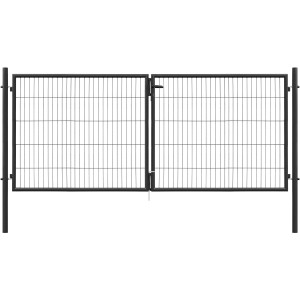 Doppeltor Classic, anthrazitfarben, 75x300 cm, mit Einstabmattenfüllung und Pfosten.