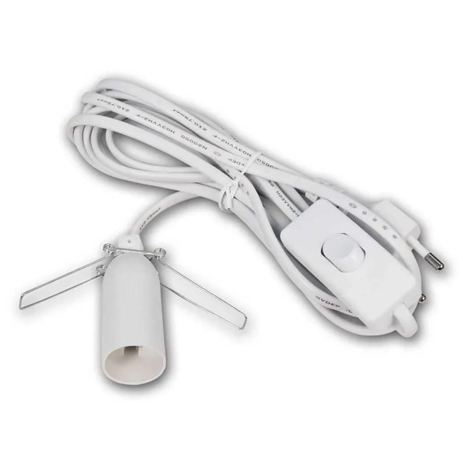 McShine Euro-Netzkabel Weiß 35m Schnurschalter & E14 Fassung