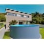 Runder Summer Fun Stahlwandpool, 300x120cm, anthrazit, mit blauer Folie im Garten.