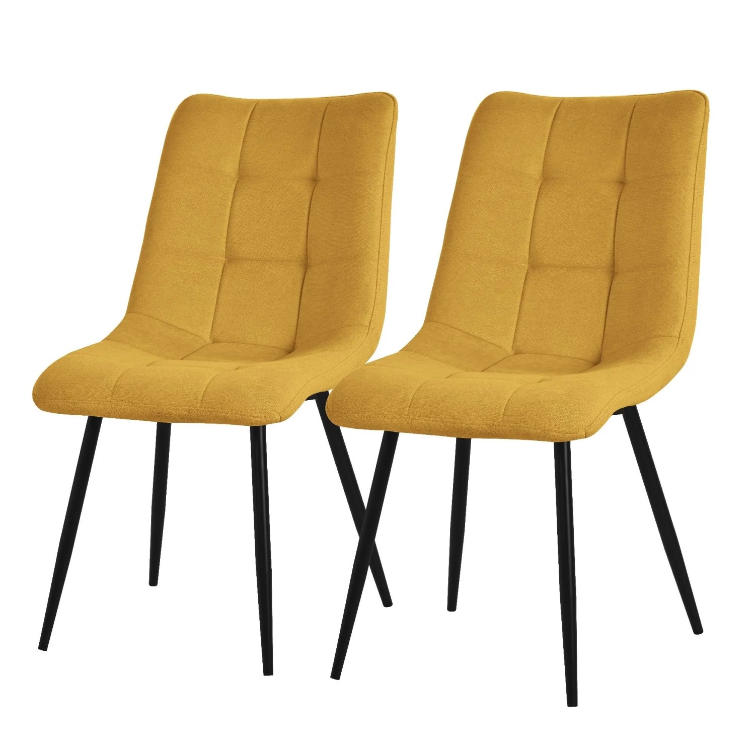 ML-Design Esszimmerstühle 2er Set Senfgelb Stoffbezug Metallbeinen