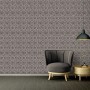 PROFHOME Barock Tapete in Silber/Grau mit schimmerndem Ornament-Muster im Wohnraum.