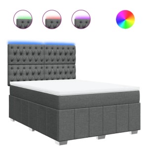 vidaXL Boxspringbett mit Matratze Dunkelgrau 160x200 cm Stoff 3294027