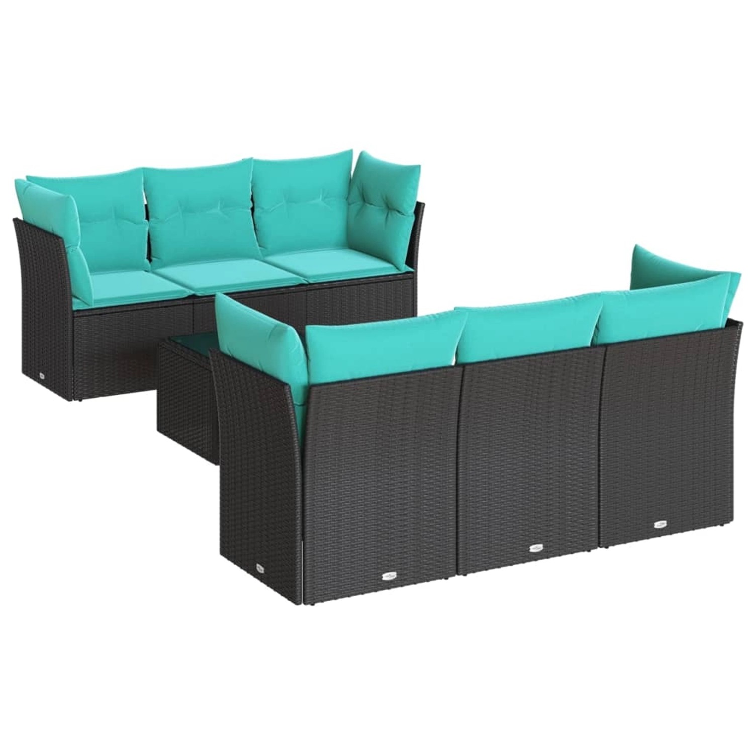 vidaXL 7-Tlg Garten-Sofagarnitur mit Kissen Schwarz Poly Rattan 3217257 günstig online kaufen