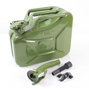 TRUTZHOLM 2x Kraftstoffkanister Metall 10 Liter Mit Ausgießer Und Halter Oliv
