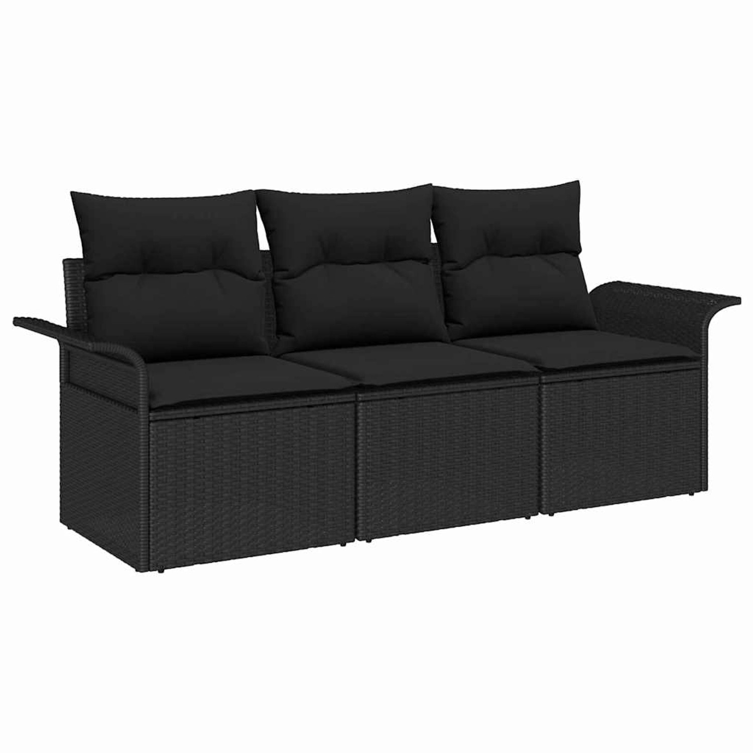 vidaXL Garten-Sofa-Set mit Kissen 3-Tlg Schwarz Poly Rattan 3353892 günstig online kaufen
