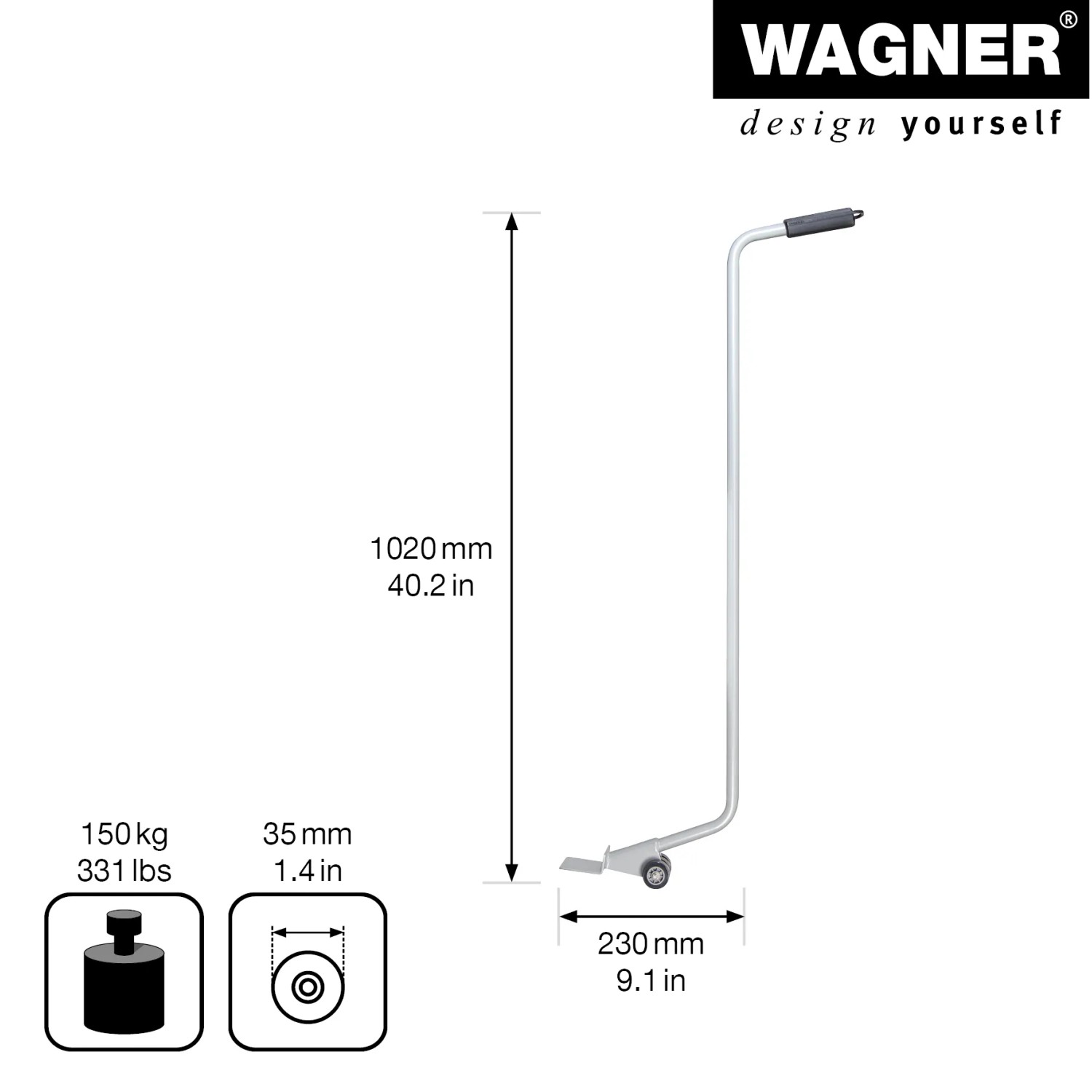 Wagner Möbelheber mit Hebeschaufel, Tragkraft 150 kg, 102 cm hoch. Transporthilfe für Möbel.