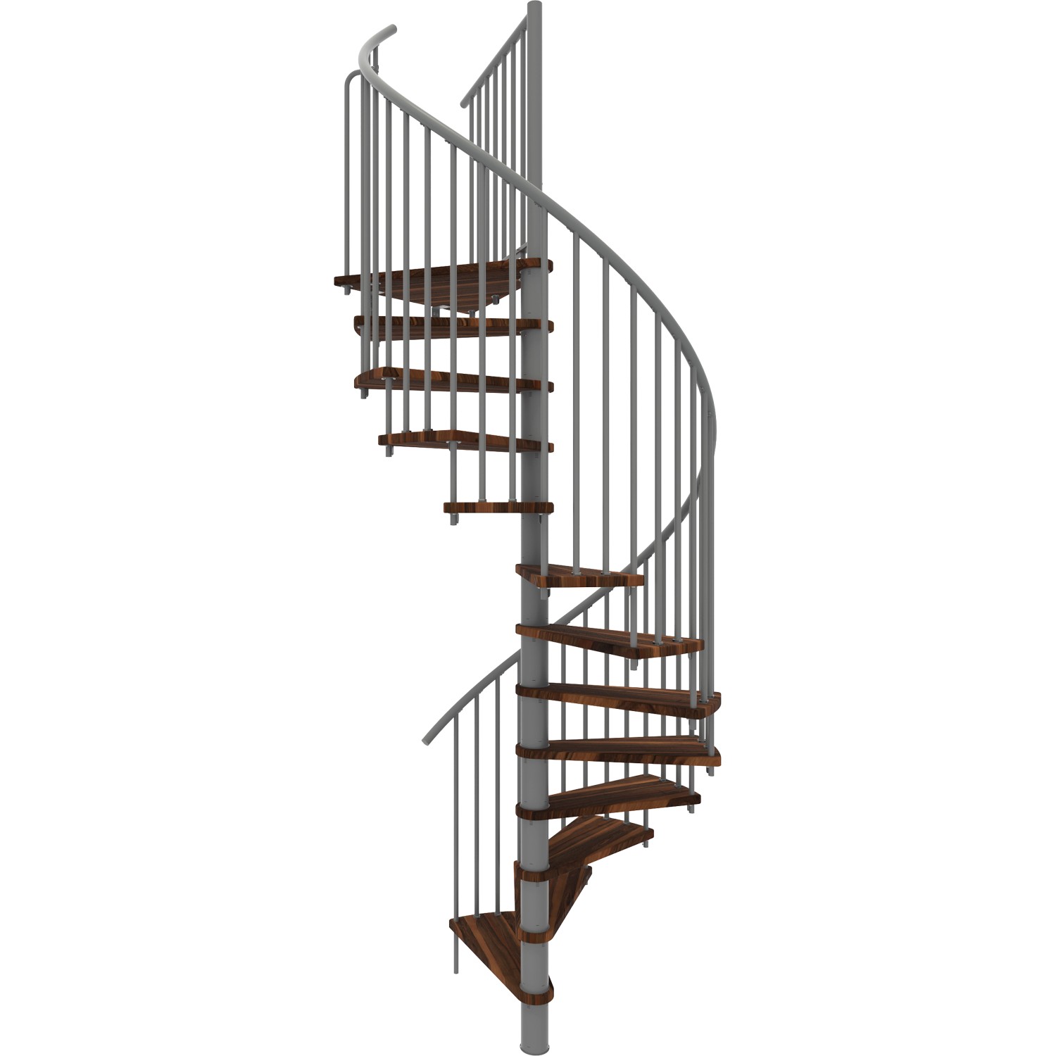 Minka Spindeltreppe Spiral Smart Walnuss Grau Ø140 cm Geschoßhöhe bis 305,5 cm