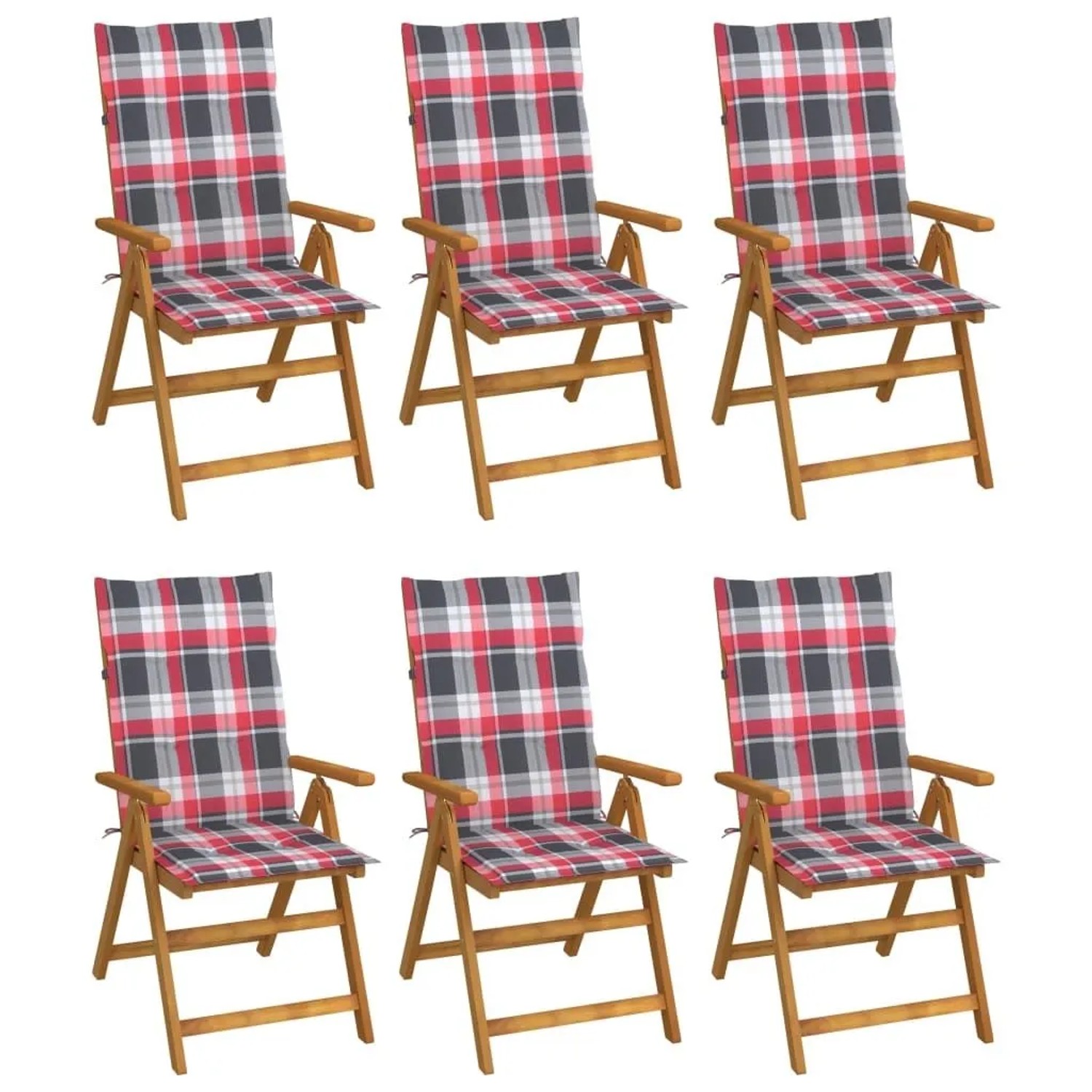 vidaXL Klappbare Gartenstühle 6 Stk mit Auflagen Massivholz Akazie 3064132