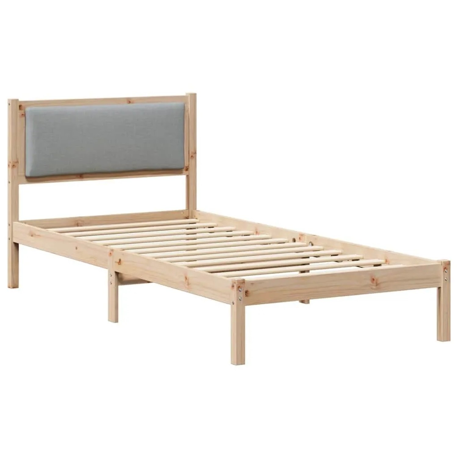 vidaXL Bettrahmen Hellgrau 90 x 200 cm Massives Kiefernholz 878144