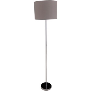 Näve Stehleuchte New York, grau-chromfarben mit Textilschirm. Moderne Stehlampe für Wohnräume.