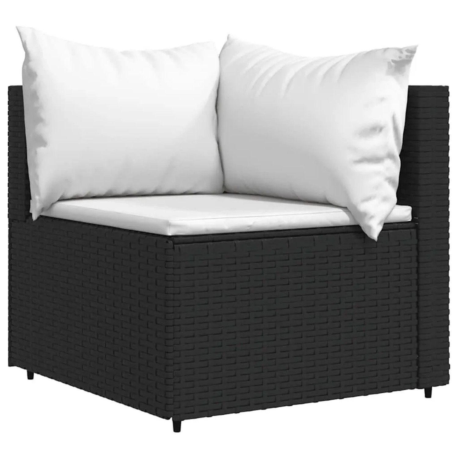 vidaXL Garten-Ecksofa mit Kissen Schwarz Poly Rattan 319729