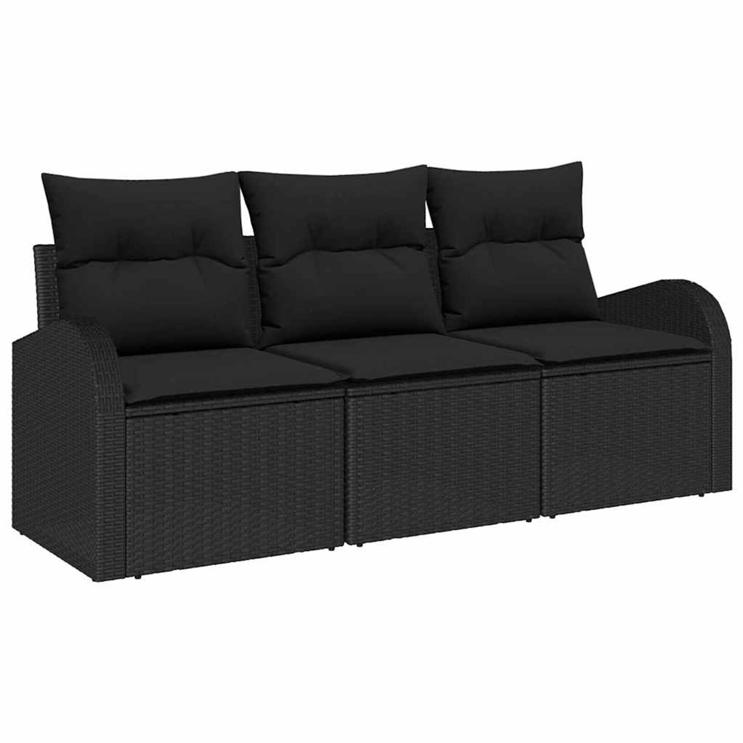 vidaXL Garten-Sofa-Set mit Kissen 3-Tlg Schwarz Poly Rattan 3345903 günstig online kaufen
