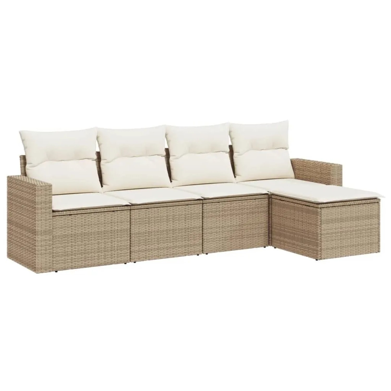 vidaXL 5-Tlg Garten-Sofagarnitur mit Kissen Beige Poly Rattan 3251225