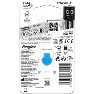 Energizer Hörgerätebatterien Größe 675, 4er-Pack. Knopfzellen für Hörgeräte.