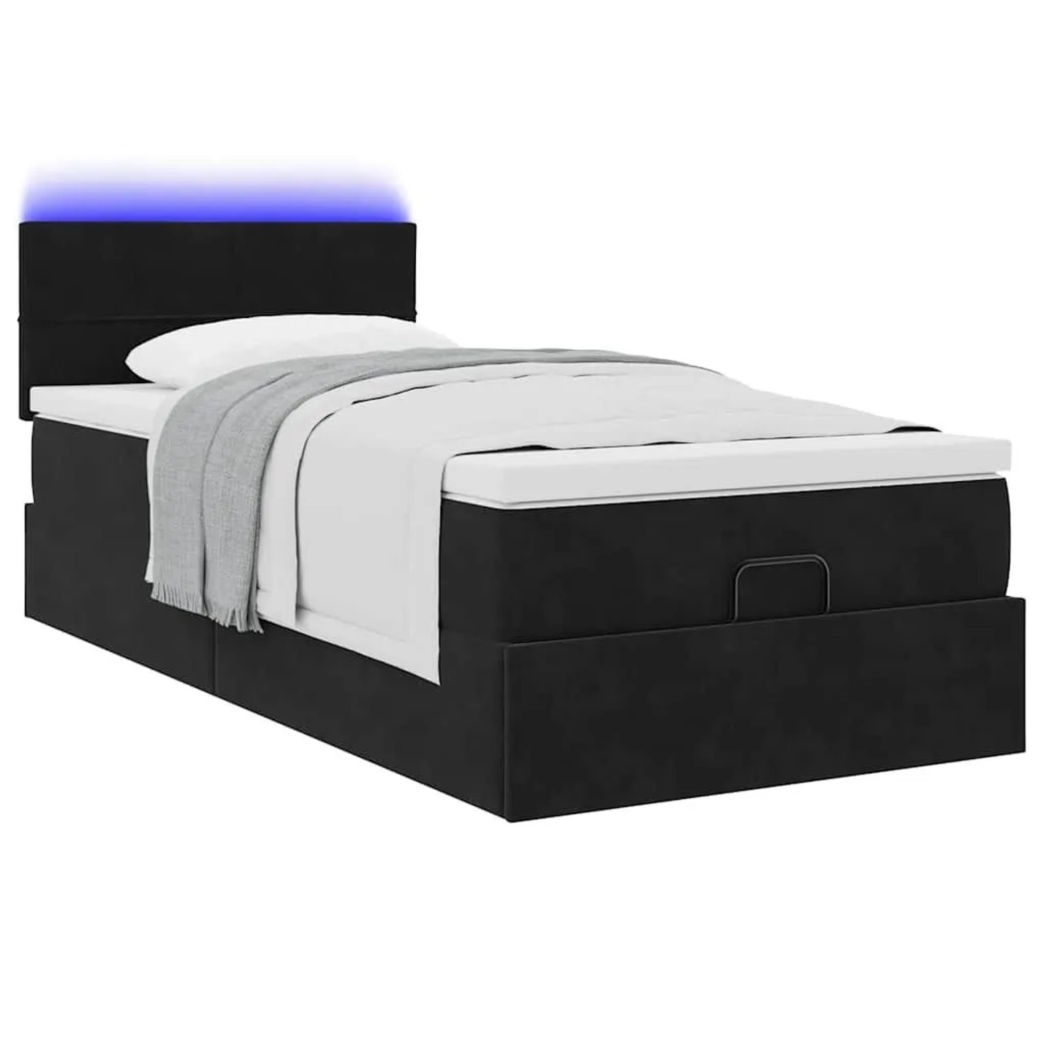 vidaXL Ottoman-Bett mit Matratze & LEDs Schwarz 100x200 cm Samt 3312604