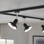 Paulmann URail Schienensystem mit drei schwarzen Spots Pure II, matt-chromfarben.