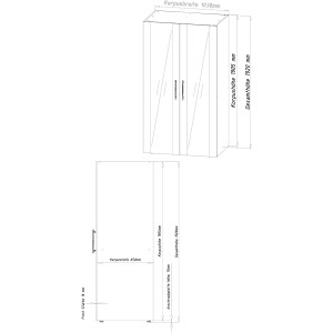 Technische Zeichnung: Respekta Schrankküche SKWWMIC, weiße Miniküche mit Maßen.