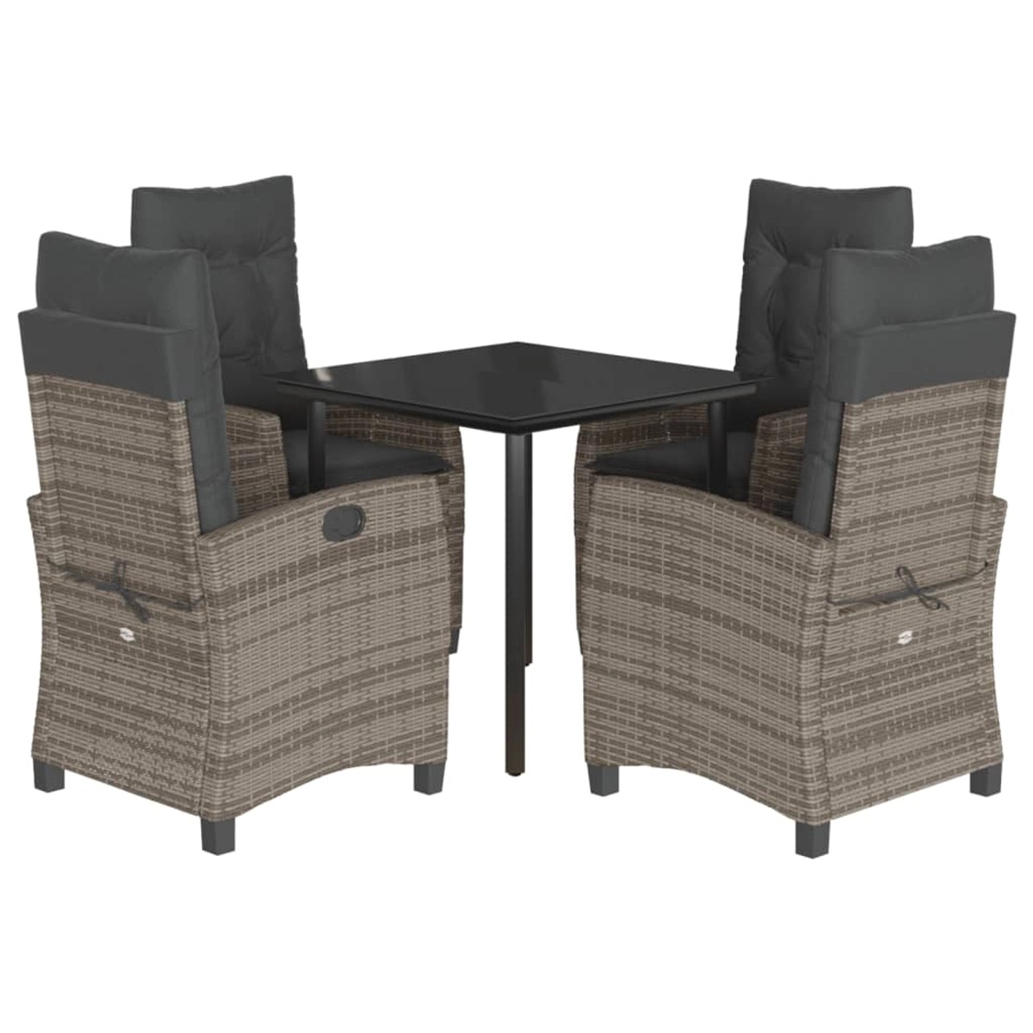vidaXL 5-Tlg Garten-Essgruppe mit Kissen Grau Poly Rattan 3212793 günstig online kaufen