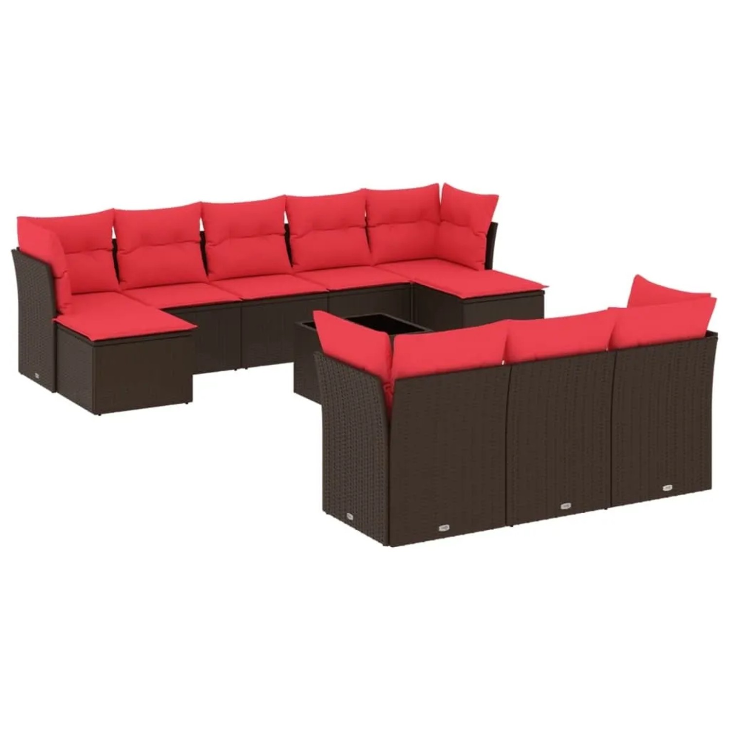 vidaXL 11-Tlg Gartensofa-Set mit Kissen Braun Polyrattan 3218344 günstig online kaufen