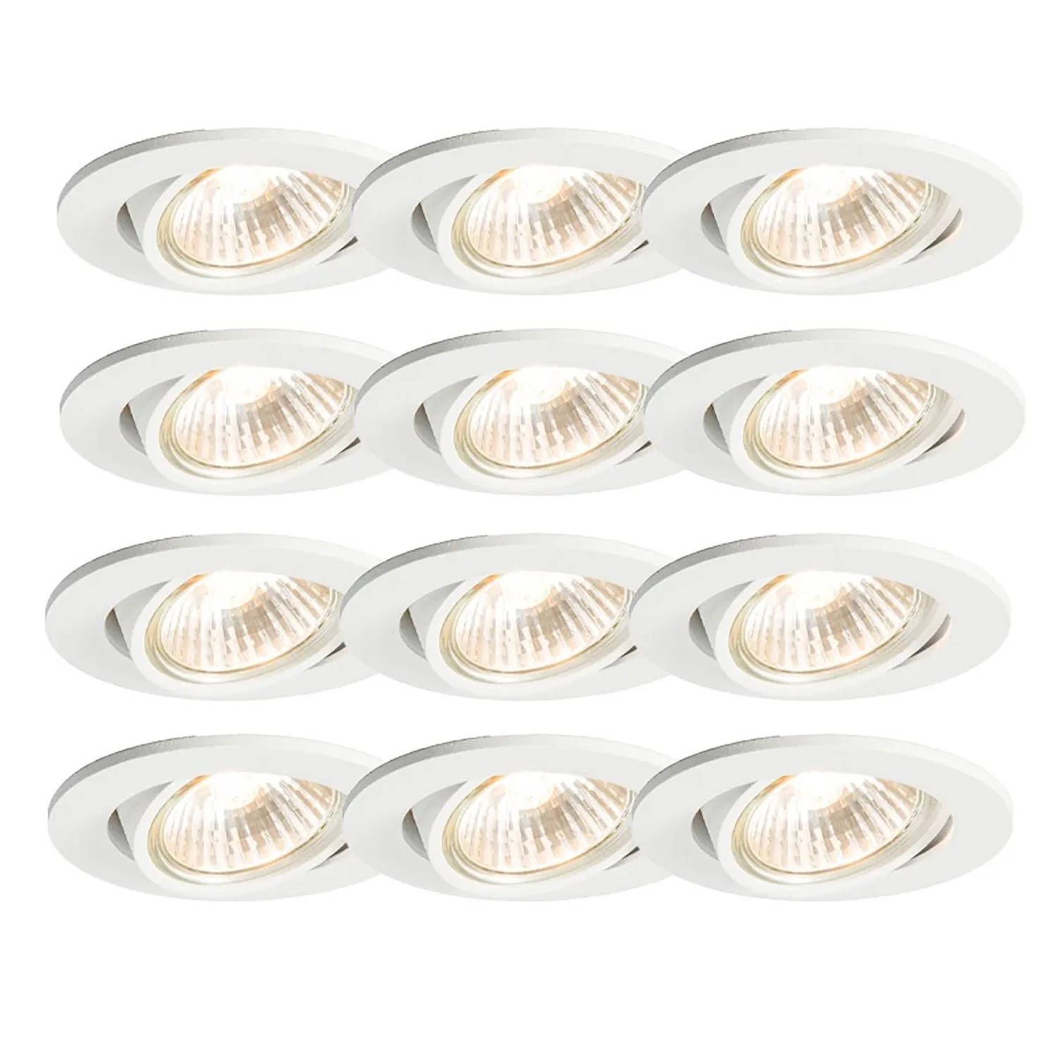 Qazqa Set Mit 12 EinbauSpots Weiß Neigbar Cisco