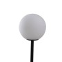 Moderne Lucande Visata Dreibein-Stehlampe, schwarz, mit weißem Kugel-Schirm für Wohnzimmer.