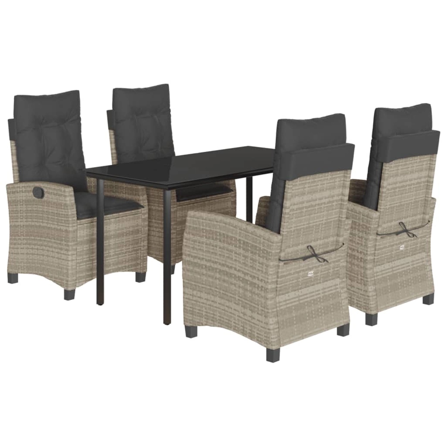 vidaXL 5-Tlg Garten-Essgruppe mit Kissen Hellgrau Poly Rattan 3212855 günstig online kaufen
