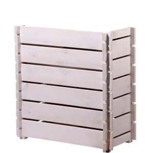 Weißes Dobar Hochbeet aus Kiefernholz mit Stecksystem, 79x79x37cm, für Garten und Balkon.