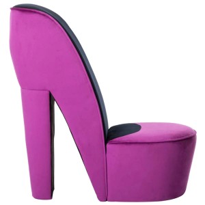 Lila Samt Stuhl in Stöckelschuh-Form, extravagantes Design für Wohnzimmer oder Partyraum.