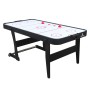 Schwarzer, faltbarer Cougar Airhockey Tisch Icing XL mit zwei roten Pucks auf weißem Spielfeld.