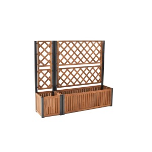 Merxx Rankgitter Set aus Akazie/Alu: Großes und kleines Rankgitter mit Pflanzkästen.