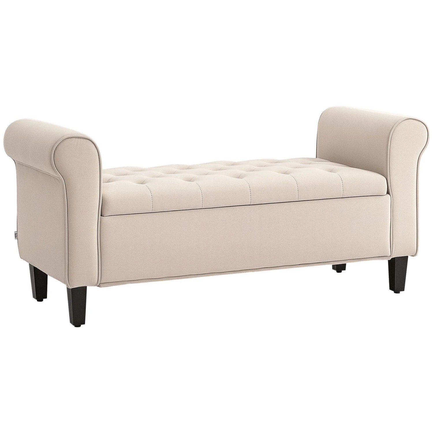 HOMCOM Polsterbank Polyester Gummiholz 126 x 48,5 x 57 cm Beige