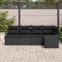Schwarzes 5-teiliges Garten-Sofa-Set aus Poly Rattan mit Kissen von vidaXL. Modulares Lounge-Set für Terrasse und Garten.
