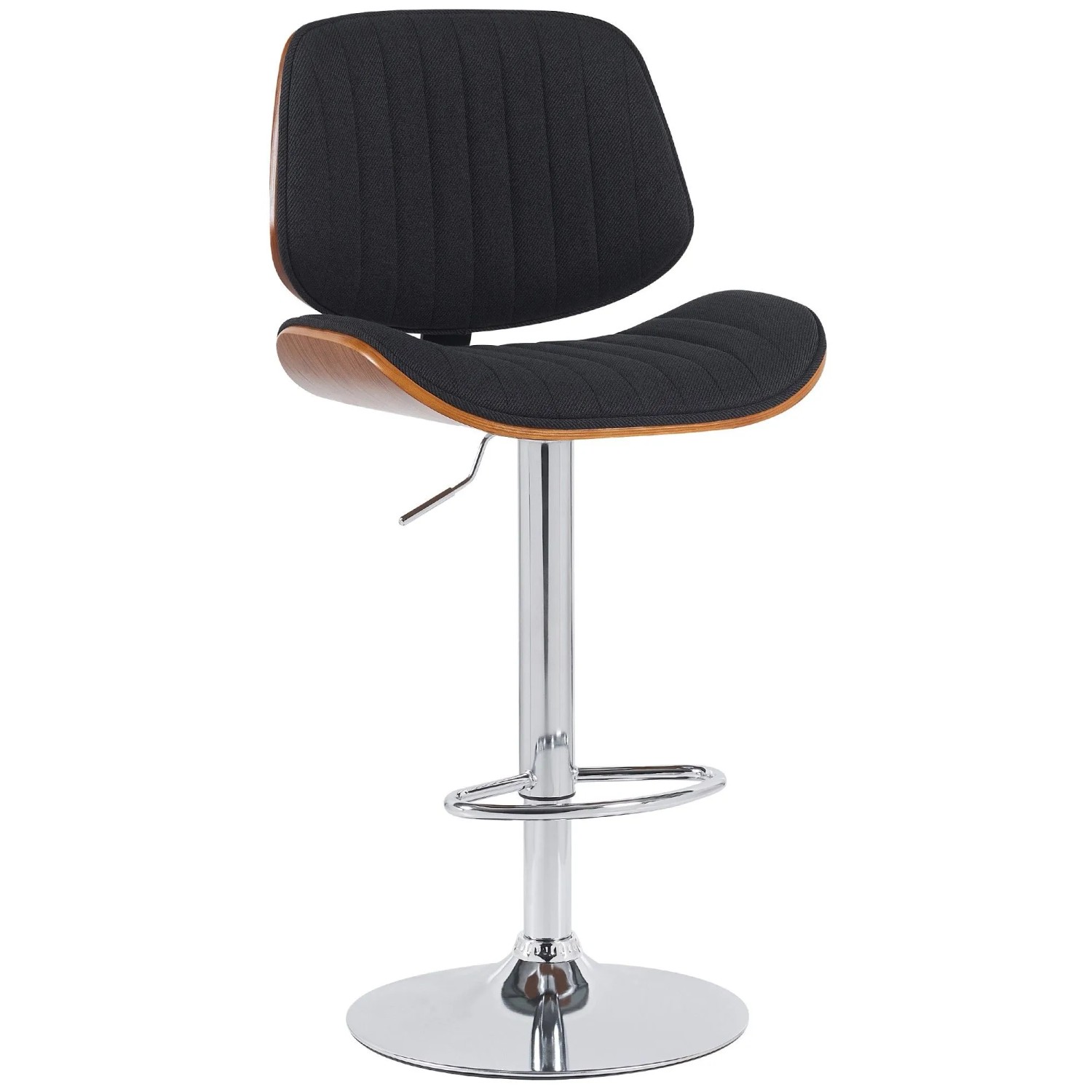 DELUKE Barhocker LOSAN Stoff Walnuss/schwarz 50x50x94cm Schwarz Dunkelbraun Silber Barstuhl Höhenverstellbar Mit Lehne Drehbar