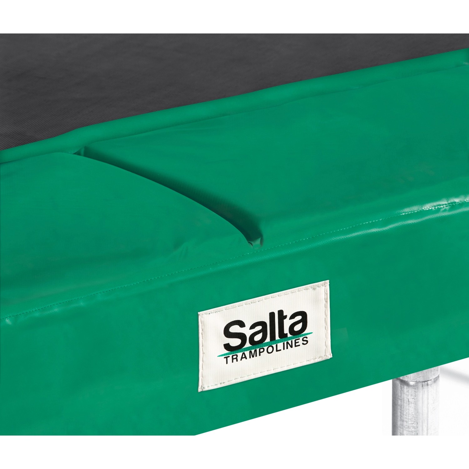 Detailaufnahme des grünen Schutzrandes vom Salta Trampolin Combo 396x244 cm.
