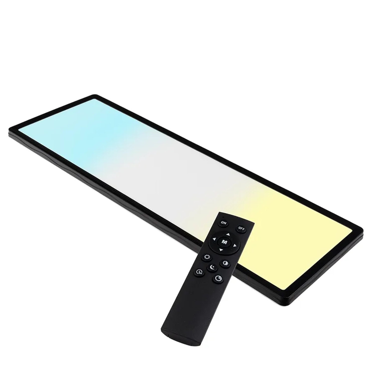 LUXULA LED Panel 58x20cm 24W 2200lm IP44 Wassergeschützt CCT Dimmbare Deckenleuchte Fernbedienung 3000K bis 6500K Warm- Kaltweiß Aufbauleuchte Schwarz_2