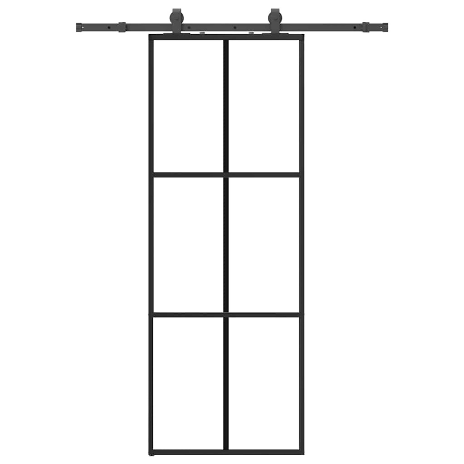 vidaXL Schiebetür mit Beschlag Schwarz 76x205 cm ESG-Glas 3375902 günstig online kaufen