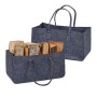 Relaxdays Kaminholztasche 2er Set Filz Dunkelgrau Mit Tragegriffen Faltbar 50 cm x 25 cm x 25 cm