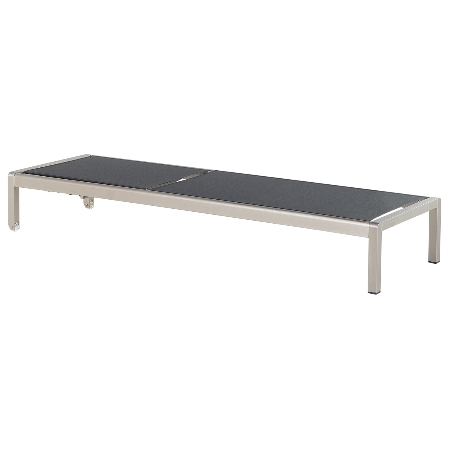 Beliani Gartenliege, schwarz/silber, mit verstellbarer Rückenlehne. Ideal für Garten und Terrasse.