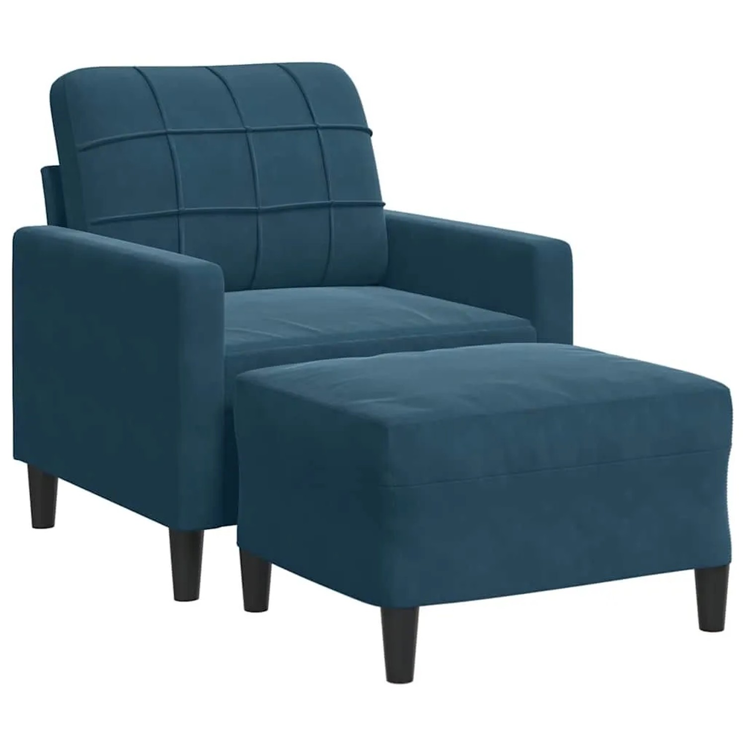 vidaXL Sessel mit Hocker Blau 60 cm Samt 3278266
